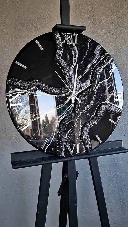 Geode Black Resin Wall Clock - Pacific Resin Art
