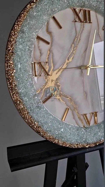 Green Stone Epoxy Resin Wall Clock - Pacific Resin Art