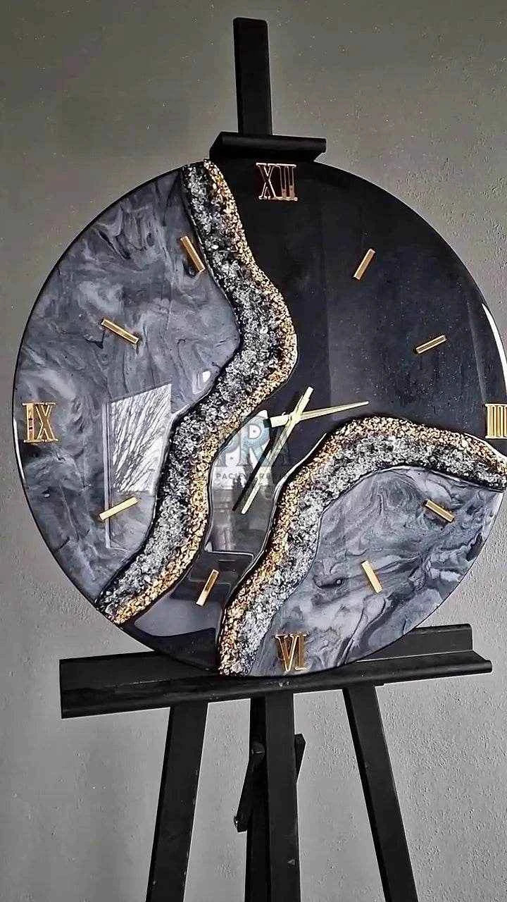 Imperial Black Resin Wall Clock | Luxury Decor - Pacific Resin Art