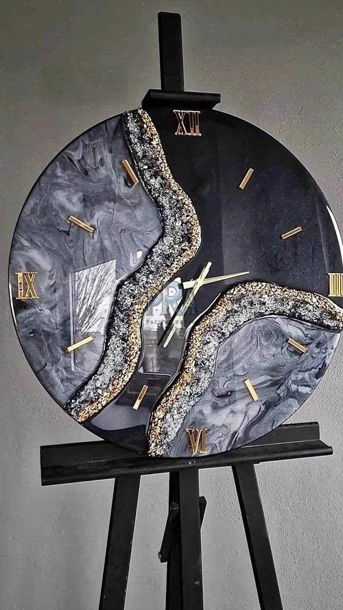 Imperial Black Resin Wall Clock | Luxury Decor - Pacific Resin Art