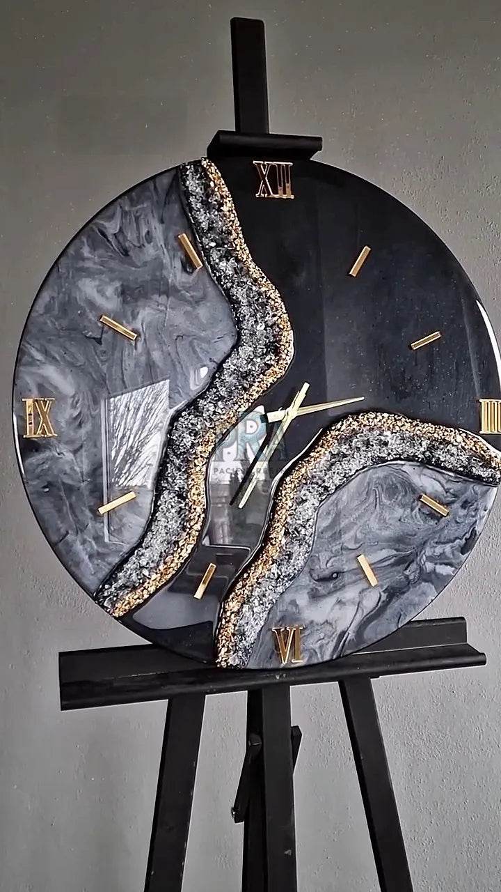 Imperial Black Resin Wall Clock | Luxury Decor - Pacific Resin Art