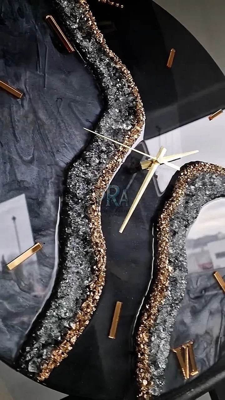 Imperial Black Resin Wall Clock | Luxury Decor - Pacific Resin Art