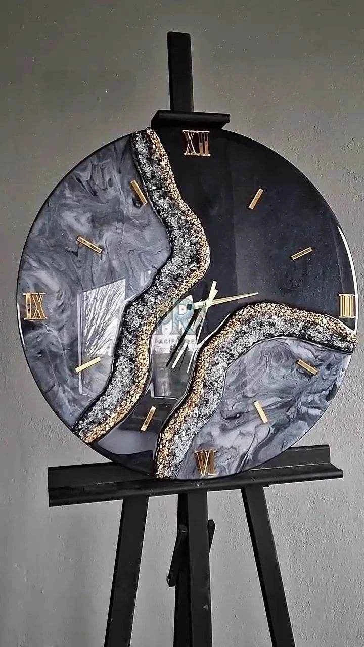 Imperial Black Resin Wall Clock | Luxury Decor - Pacific Resin Art