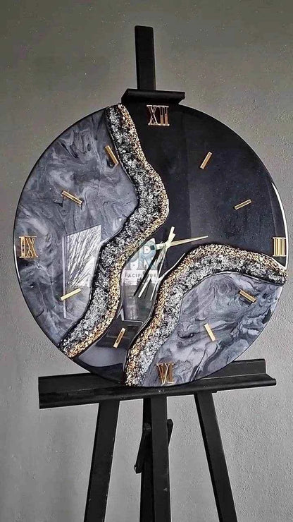 Imperial Black Resin Wall Clock | Luxury Decor - Pacific Resin Art