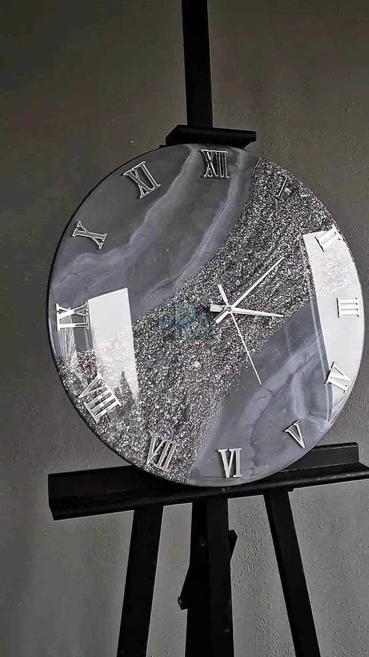Grey Texture Luxury Resin Wall Clock - Pacific Resin Art