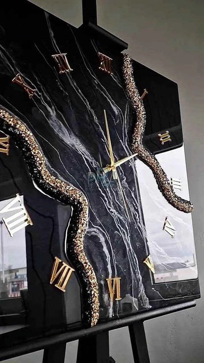 Black Edges Artisanal Resin Wall Clock - Pacific Resin Art