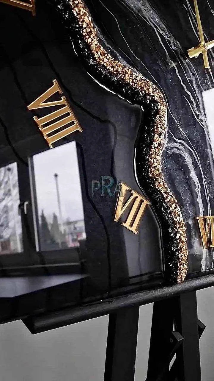 Black Edges Artisanal Resin Wall Clock - Pacific Resin Art