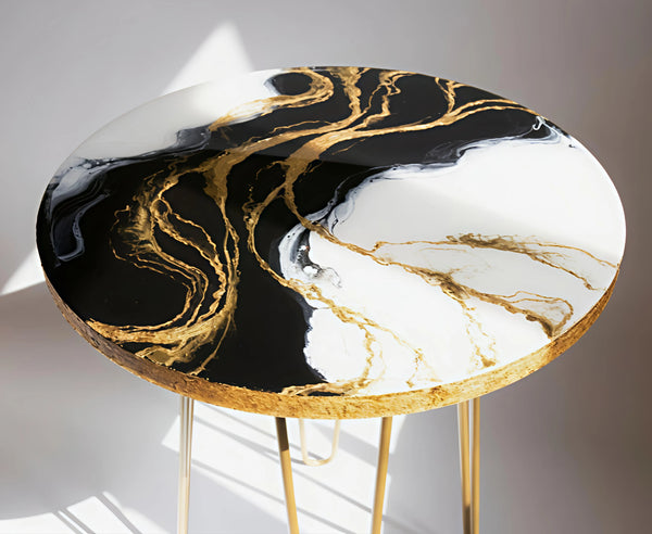 Amber Bloom Handcrafted Resin Coffee Table with legs