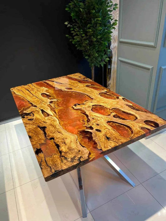 Lava Style Resin Dining Table | Stylish Resin Dining Table with legs - Pacific Resin Art