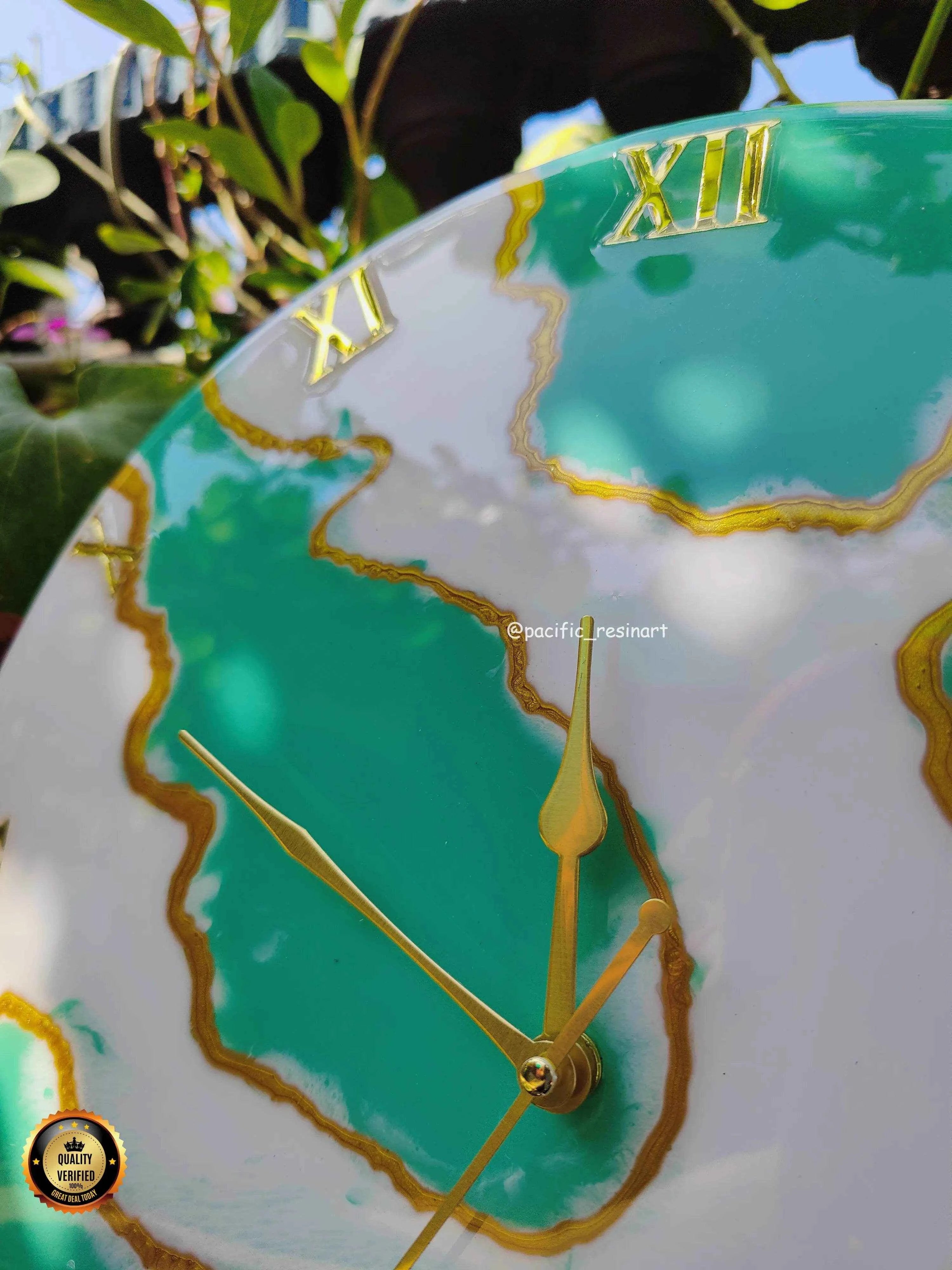 Leaf Green Roman Resin wall clock | Premium Resin Art For Decor - Pacific Resin Art