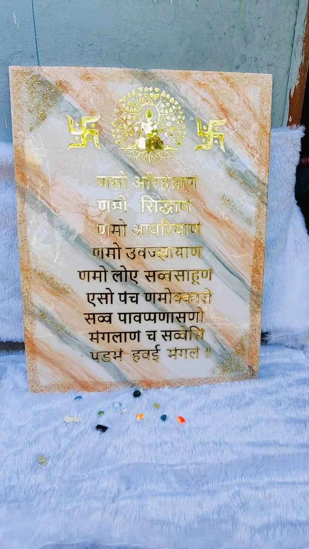 Resin Namokar mantra frame wall art | Epoxy Resin Art Wall Hangings and Wall Paintings - Pacific Resin Art