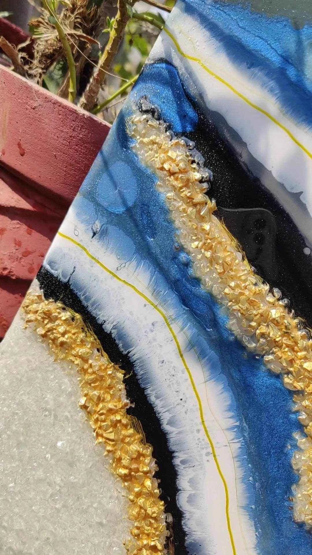 Multi Abstract Epoxy Resin wall Art & Paintings Set of 3 for Modern Home Decor - Pacific Resin Art
