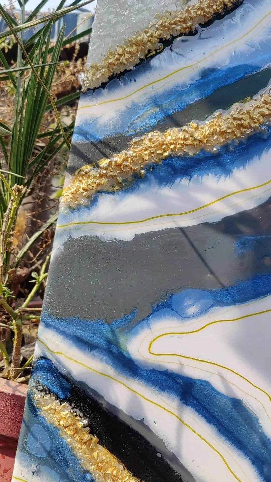 Multi Abstract Epoxy Resin wall Art & Paintings Set of 3 for Modern Home Decor - Pacific Resin Art