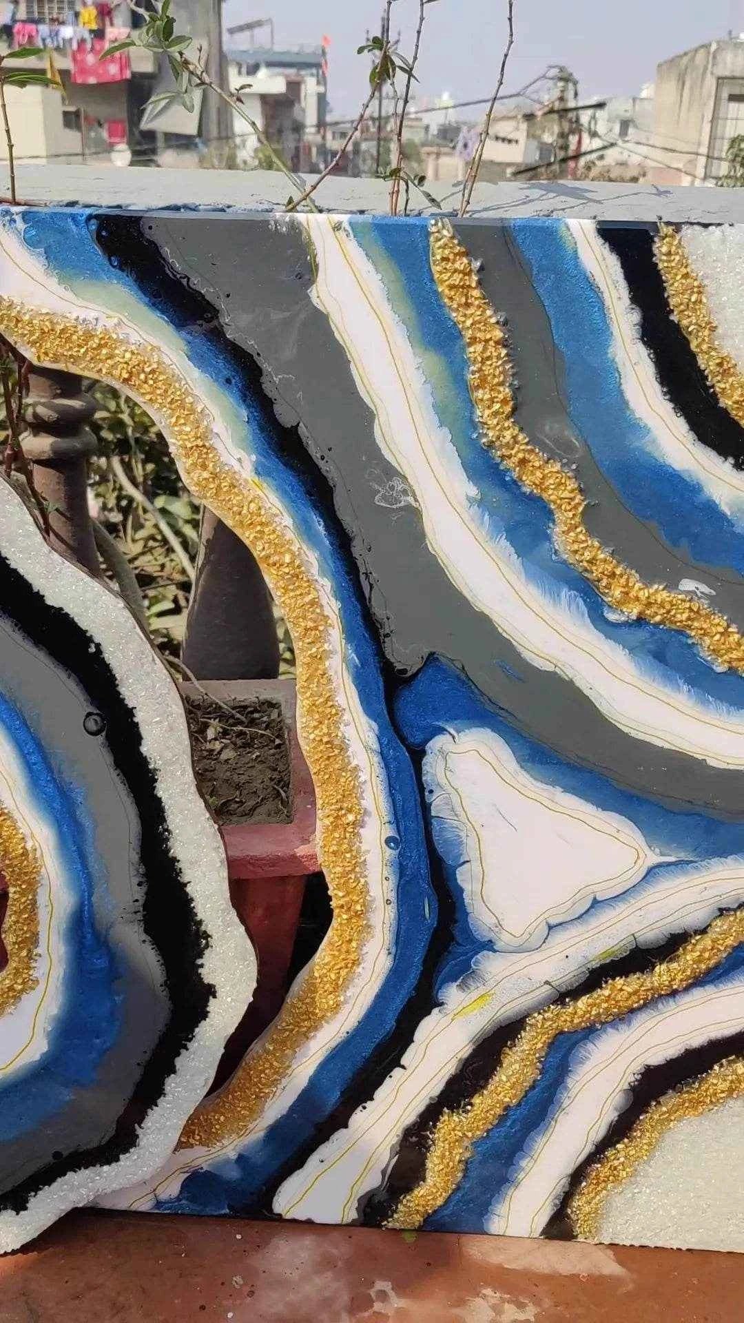 Multi Abstract Epoxy Resin wall Art & Paintings Set of 3 for Modern Home Decor - Pacific Resin Art