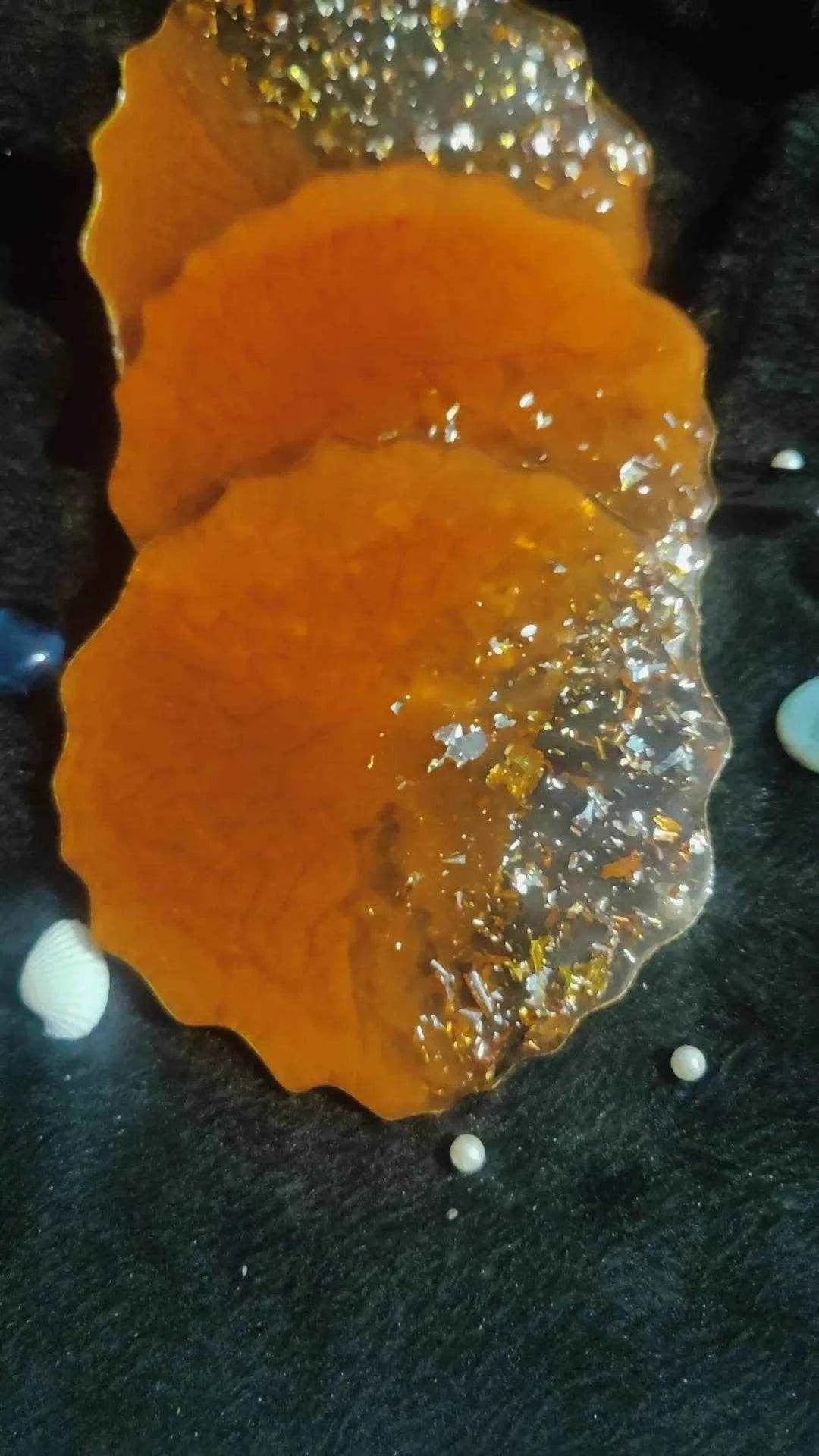Orange Epoxy Resin art coasters | Premium Epoxy Coasters for trays - Pacific Resin Art
