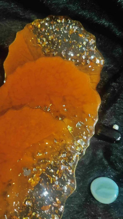 Orange Epoxy Resin art coasters | Premium Epoxy Coasters for trays - Pacific Resin Art