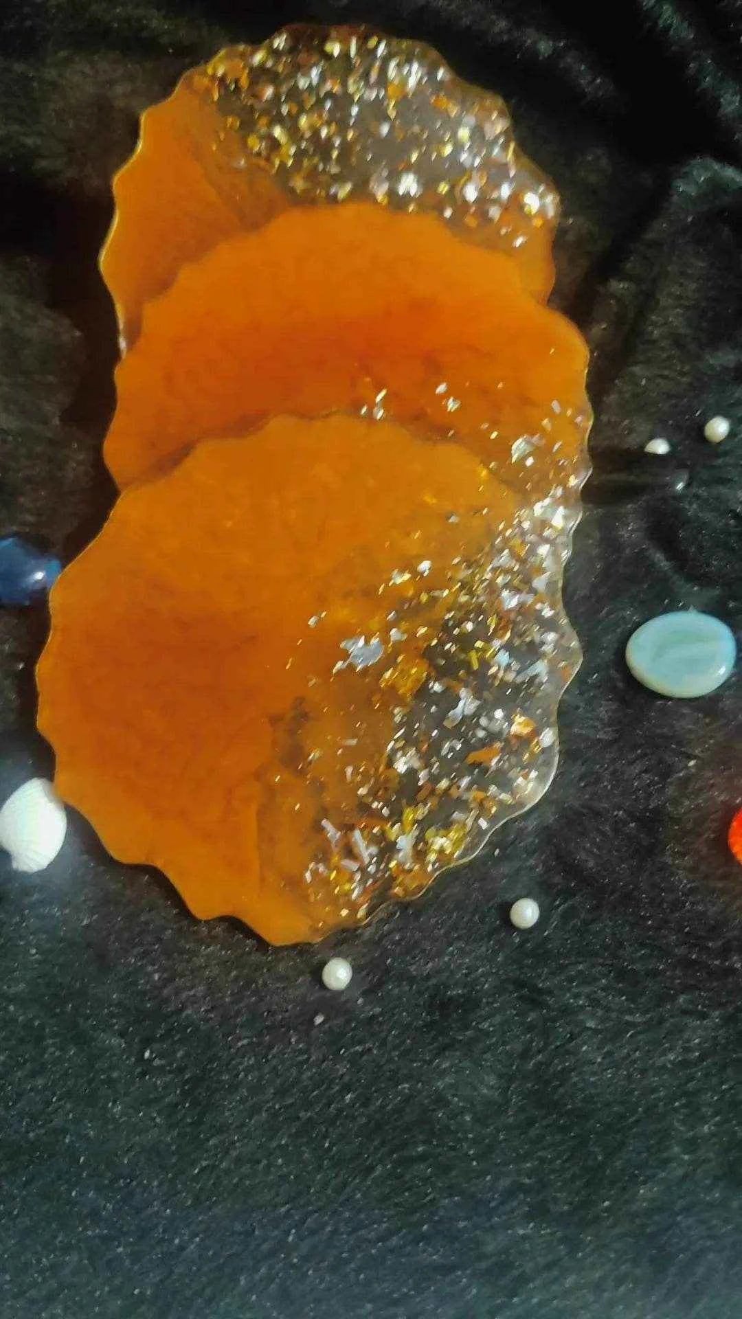 Orange Epoxy Resin art coasters | Premium Epoxy Coasters for trays - Pacific Resin Art