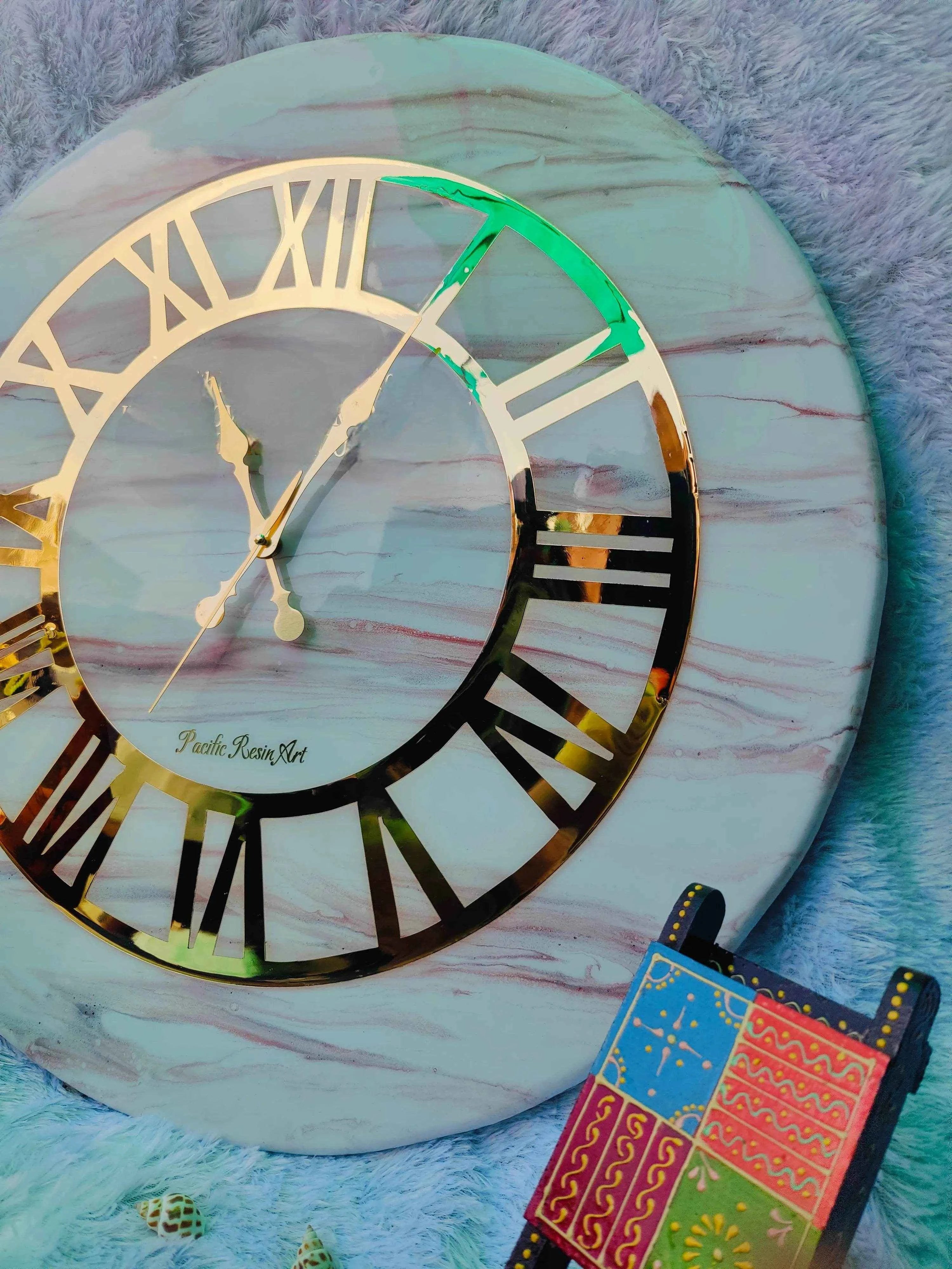 Pinkring Marble Resin Wall Clock | Moder Epoxy Art Wall Clocks - Pacific Resin Art
