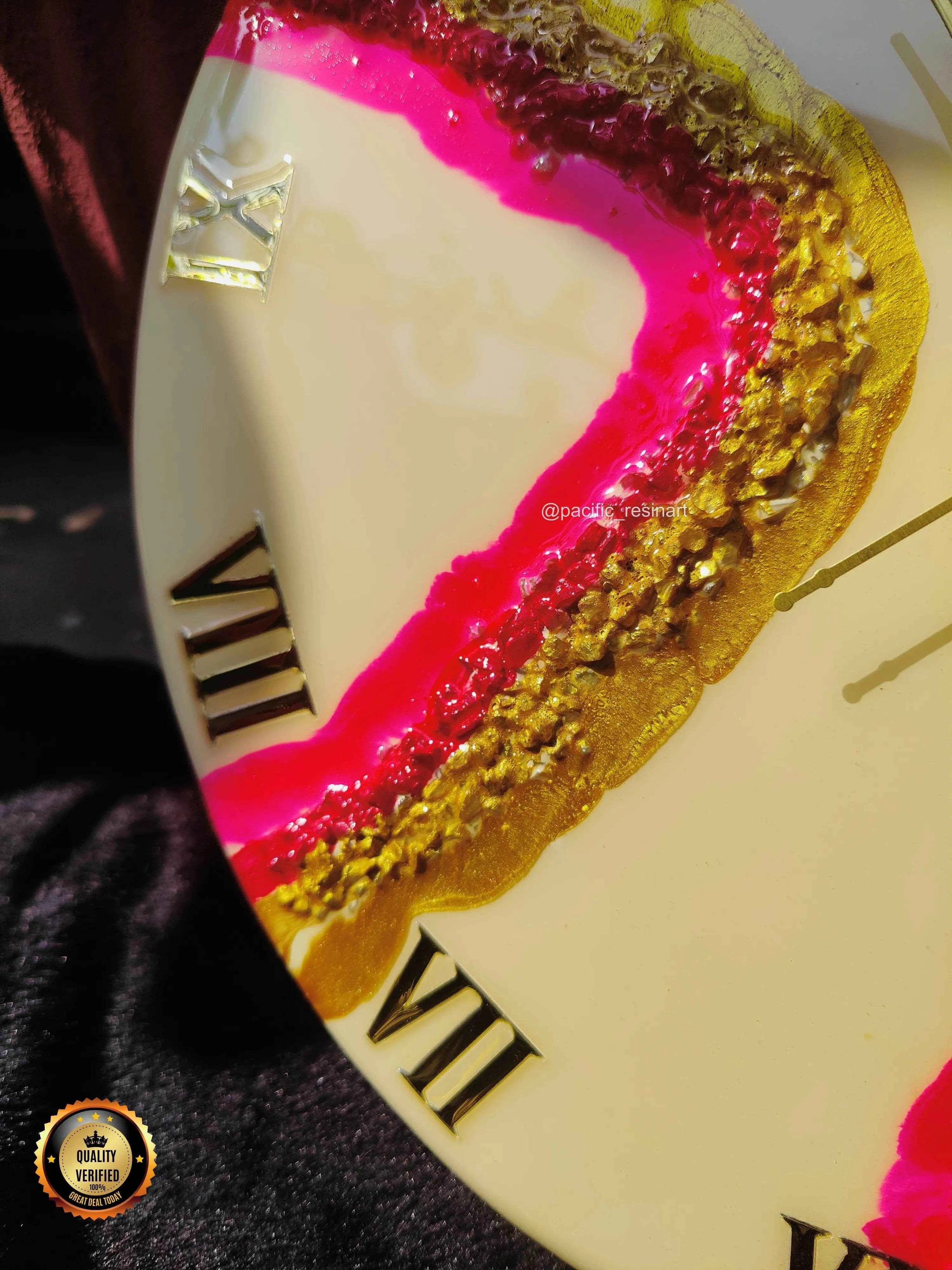 Pink Curves Roman Resin wall clock | Premium Resin Wall Clock - Pacific Resin Art