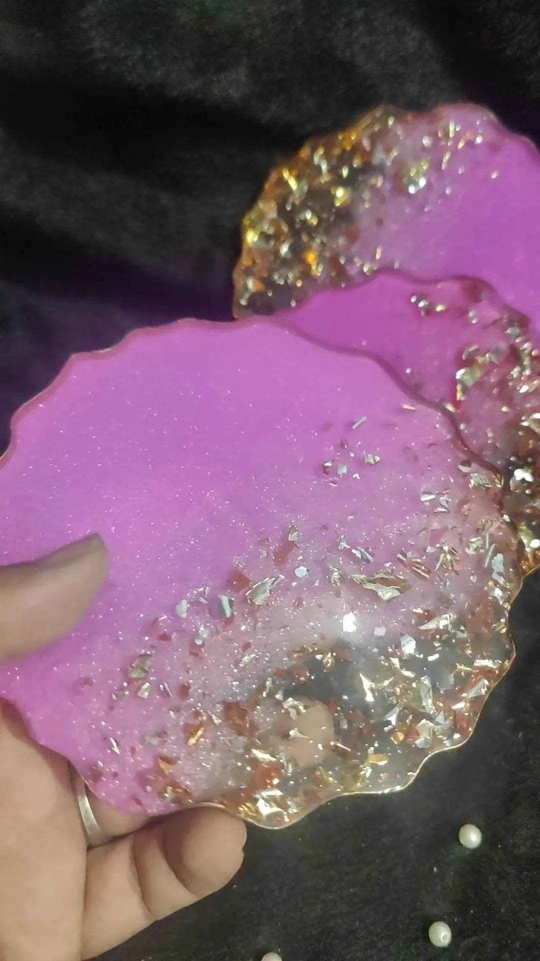 Pink Golden Epoxy Resin art coasters | Premium Epoxy Coasters - Pacific Resin Art