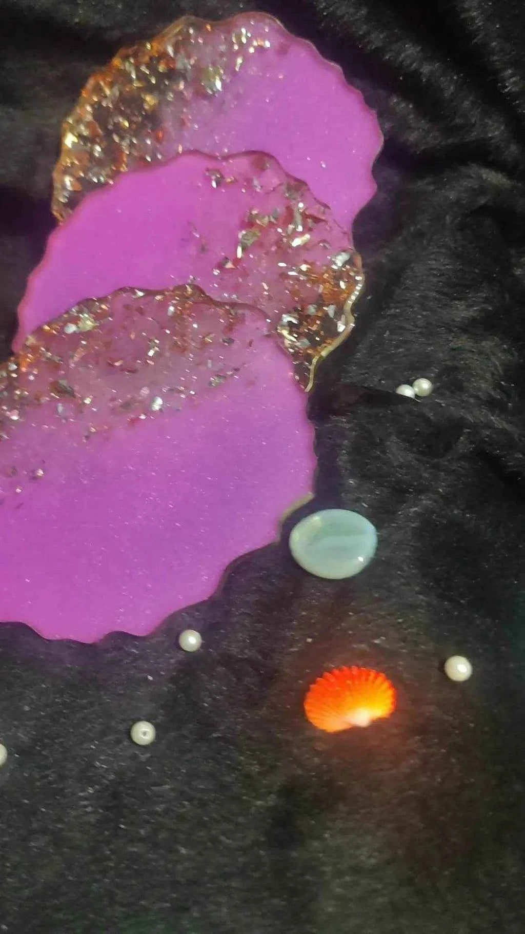 Pink Golden Epoxy Resin art coasters | Premium Epoxy Coasters - Pacific Resin Art