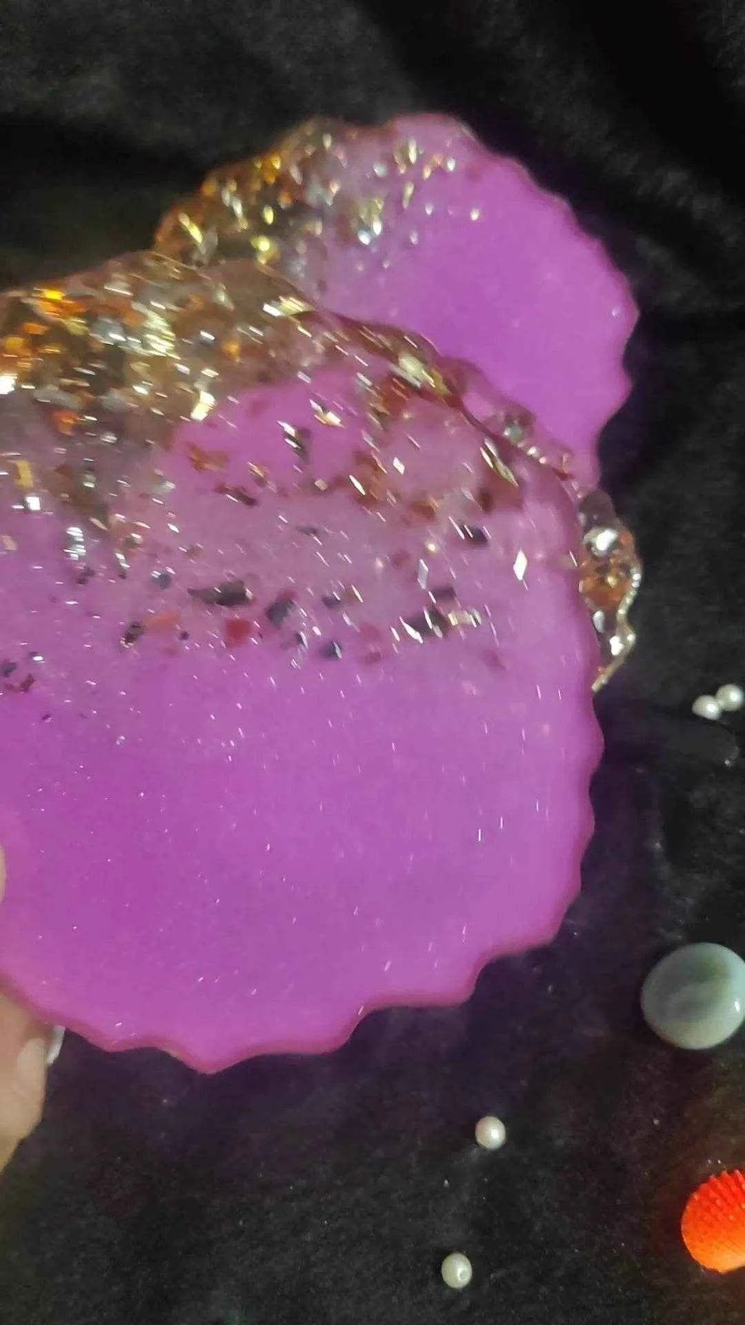 Pink Golden Epoxy Resin art coasters | Premium Epoxy Coasters - Pacific Resin Art