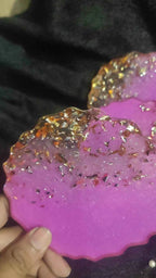 Pink Golden Epoxy Resin art coasters | Premium Epoxy Coasters - Pacific Resin Art