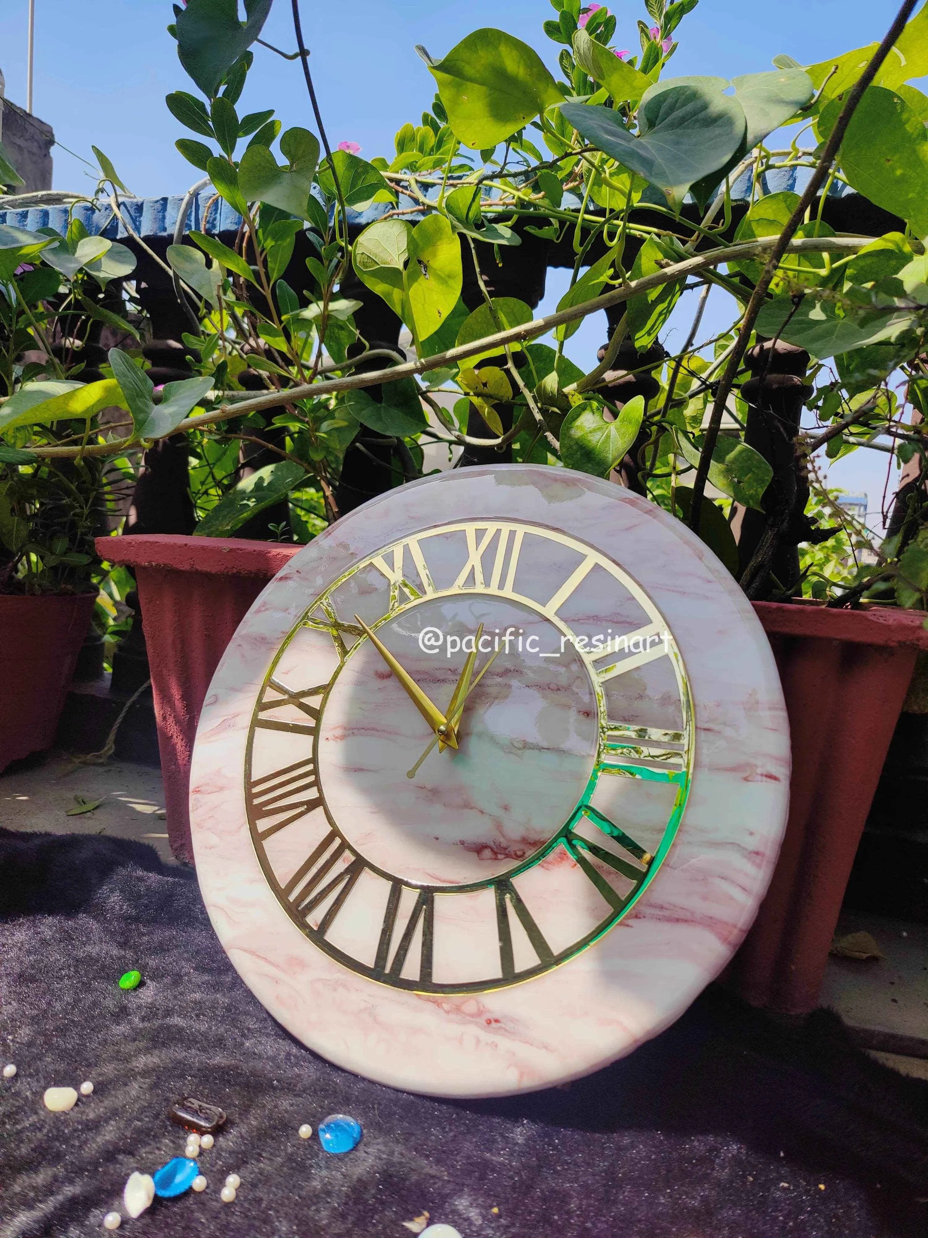 Pink Ring Resin wall clock - Pacific Resin Art