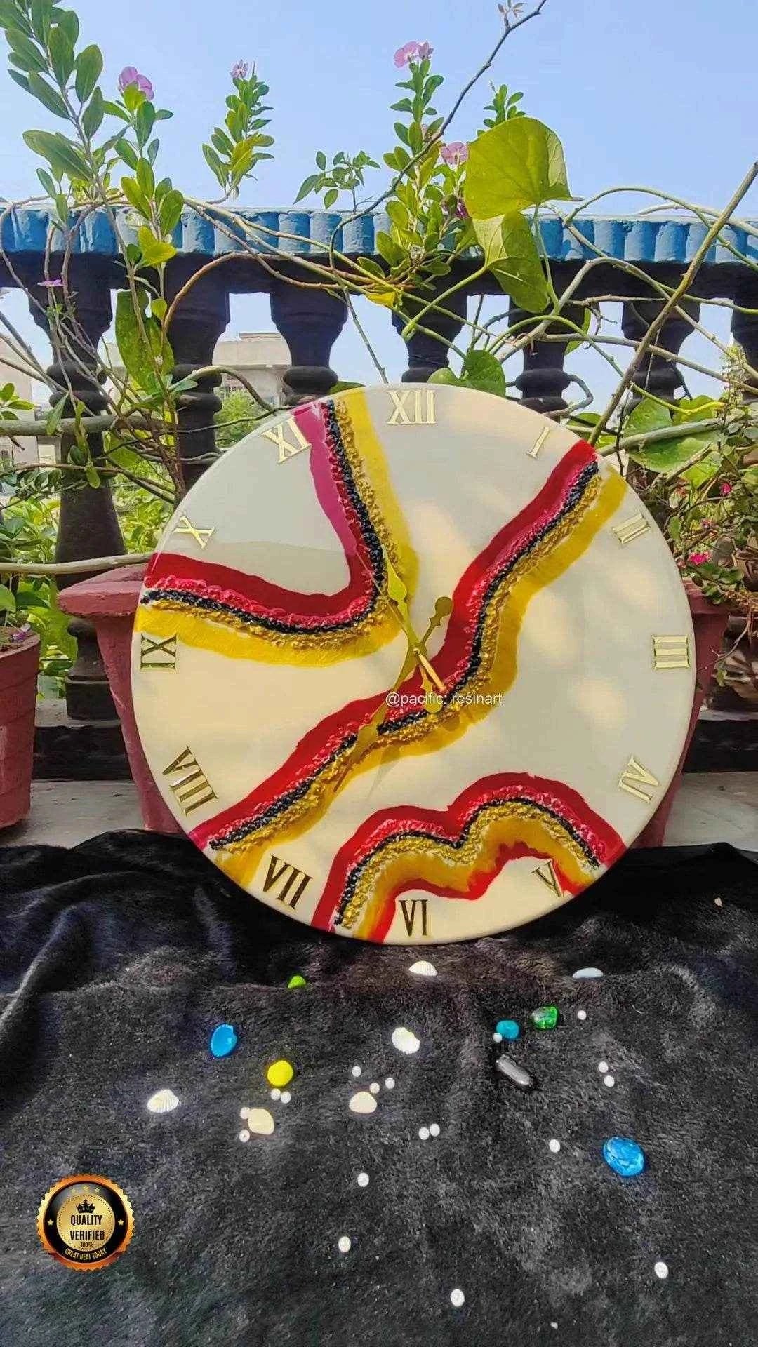Red stone Resin wall clock | Premium Resin Art - Pacific Resin Art