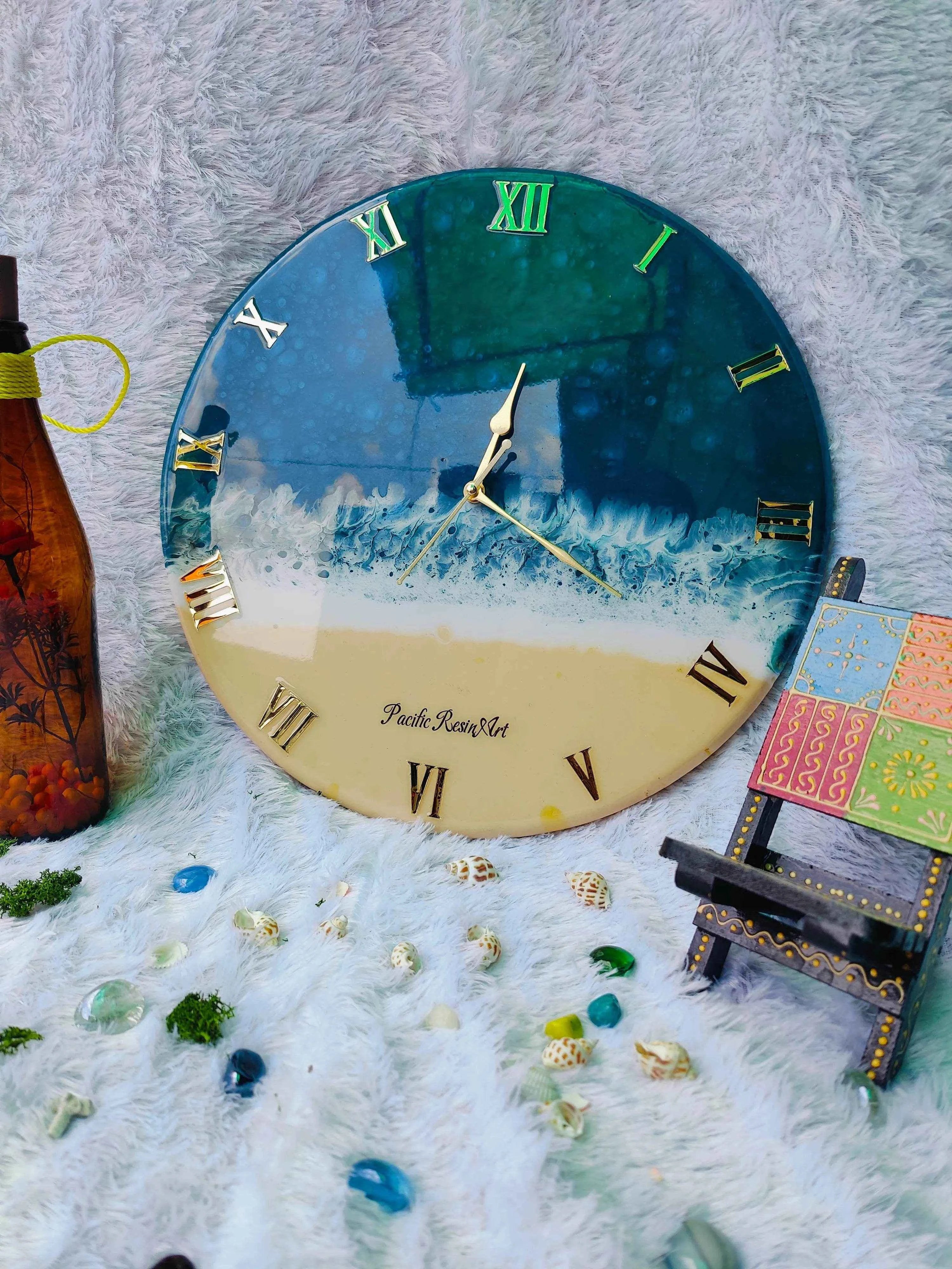 Dark ocean Resin wall clock | Premium Epoxy Art Wall Clocks - Pacific Resin Art