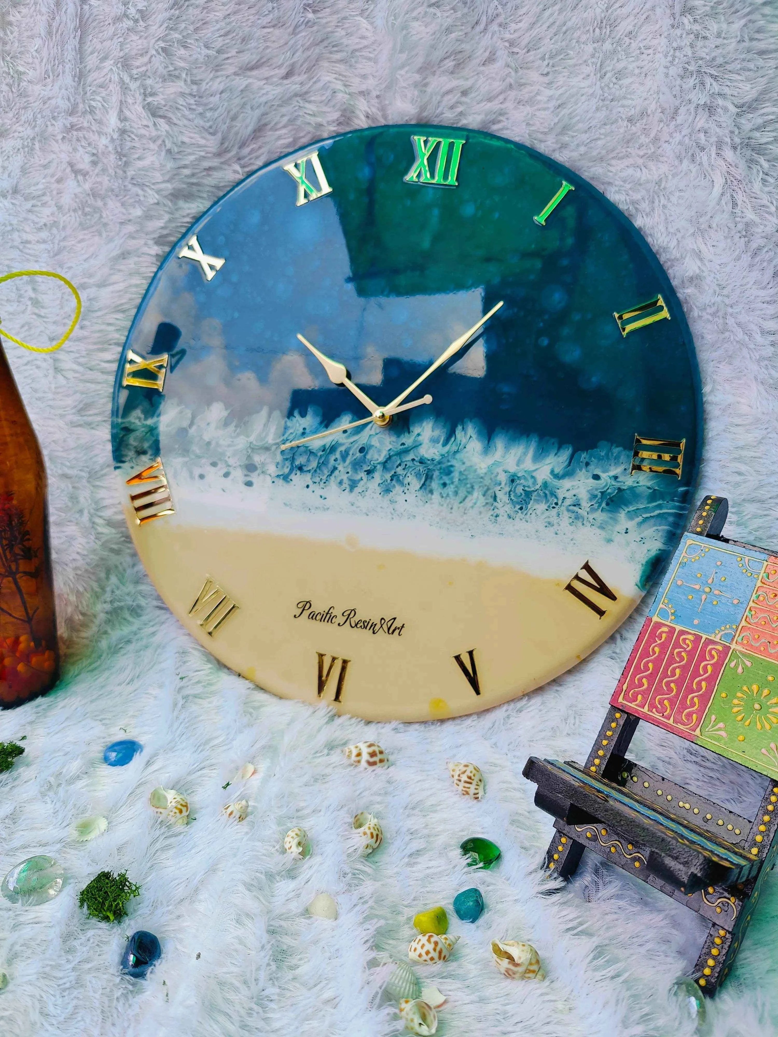 Dark ocean Resin wall clock | Premium Epoxy Art Wall Clocks - Pacific Resin Art