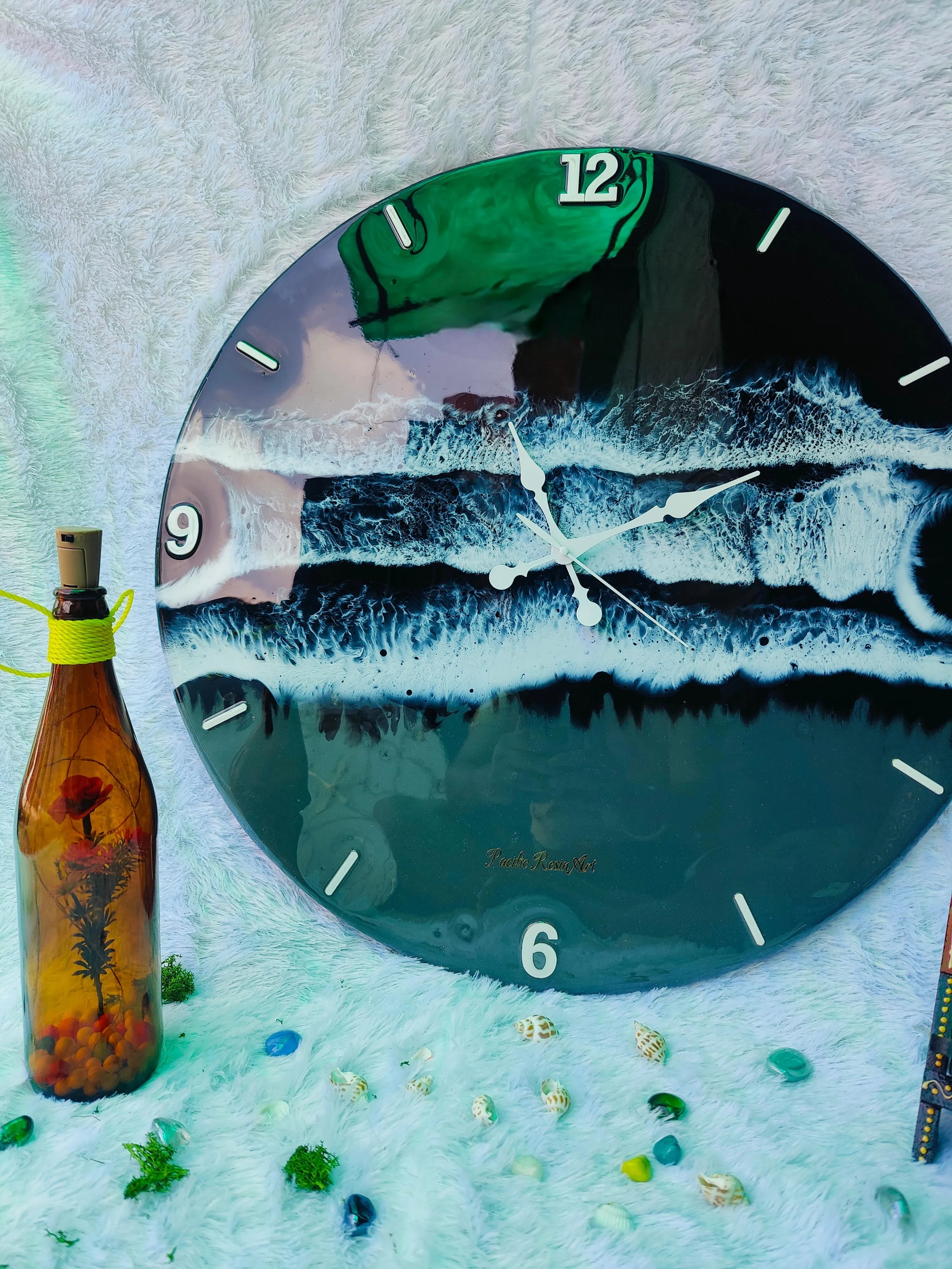 Black ocean Resin Art wall clock