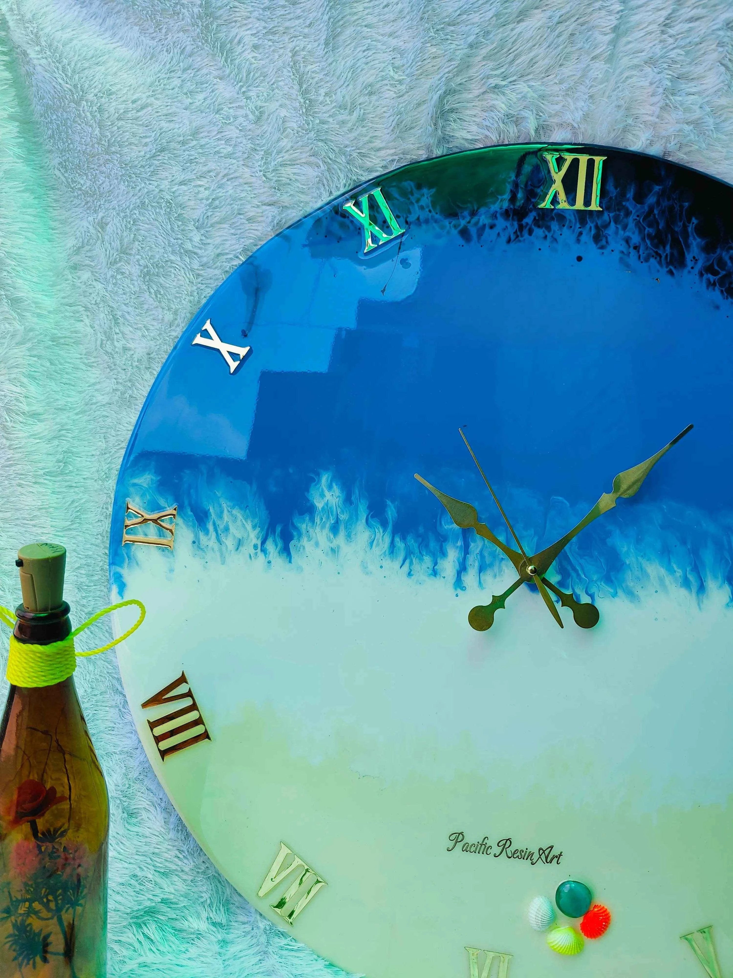 Blue ocean Resin art wall clock | Premium Epoxy Clocks For Decor - Pacific Resin Art