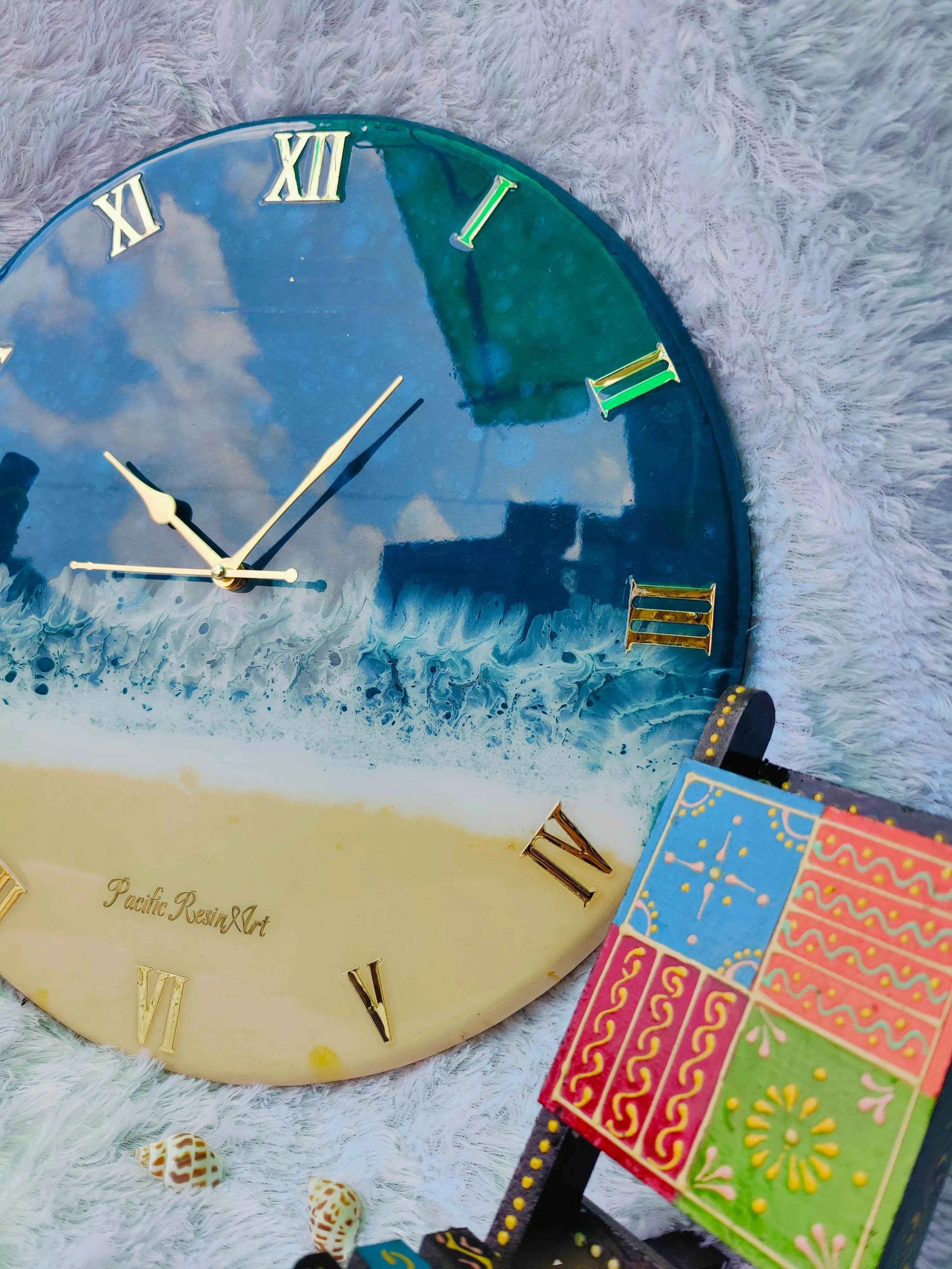 Dark ocean Resin wall clock | Premium Epoxy Art Wall Clocks - Pacific Resin Art