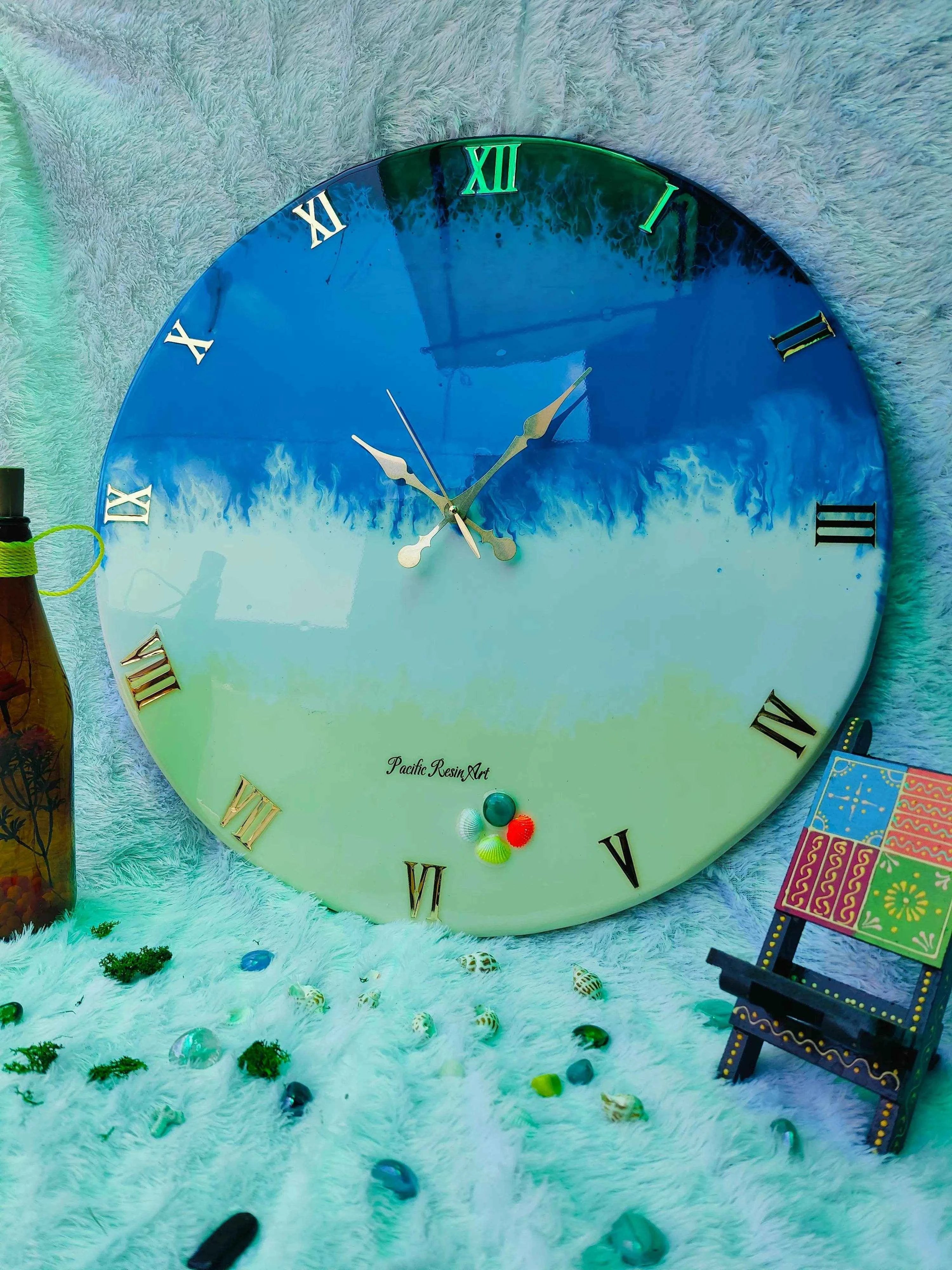 Blue ocean Resin art wall clock | Premium Epoxy Clocks For Decor - Pacific Resin Art