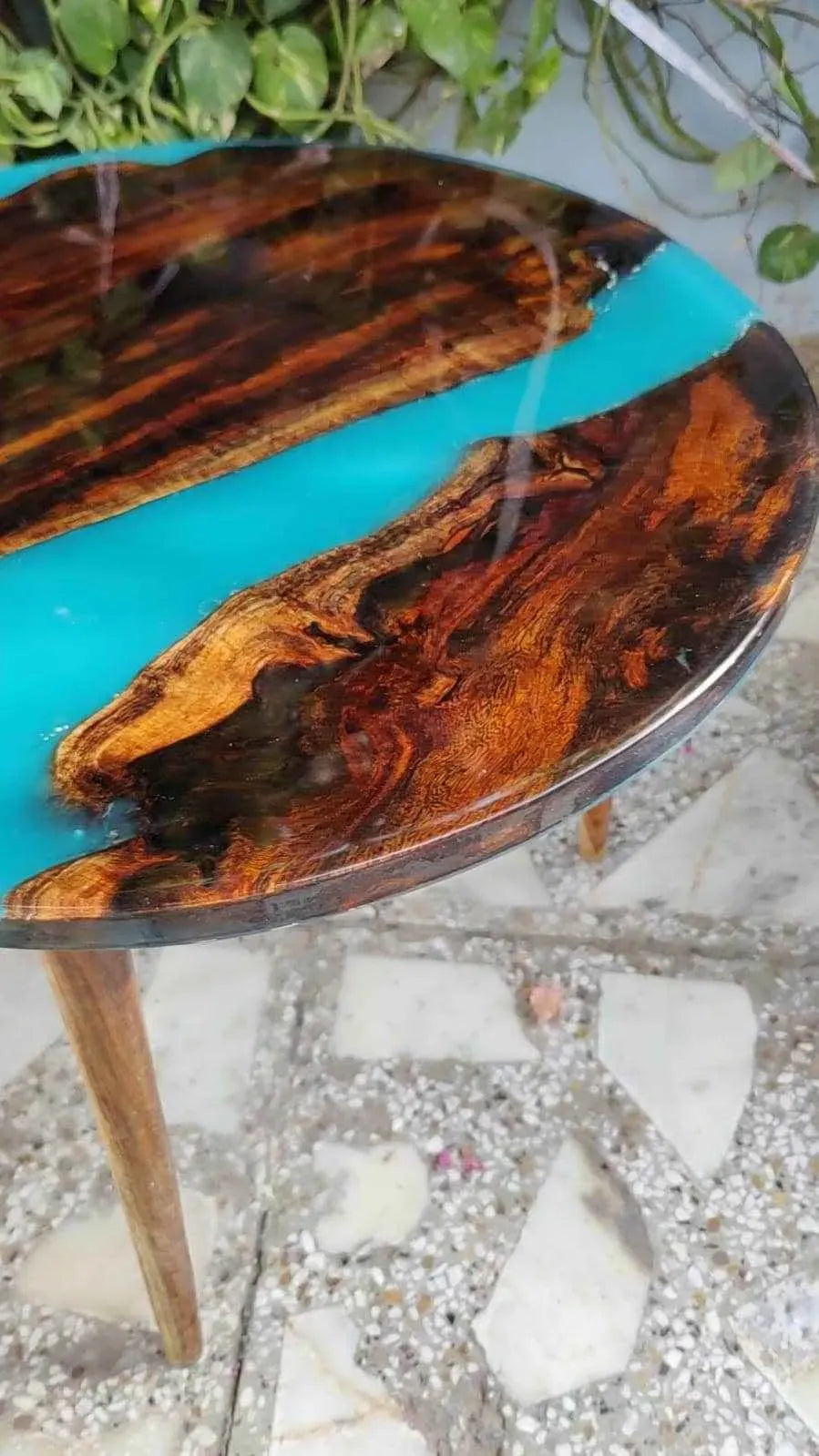 Sky Blue River Resin Coffee Table | Wooden Table for Living Room - Pacific Resin Art