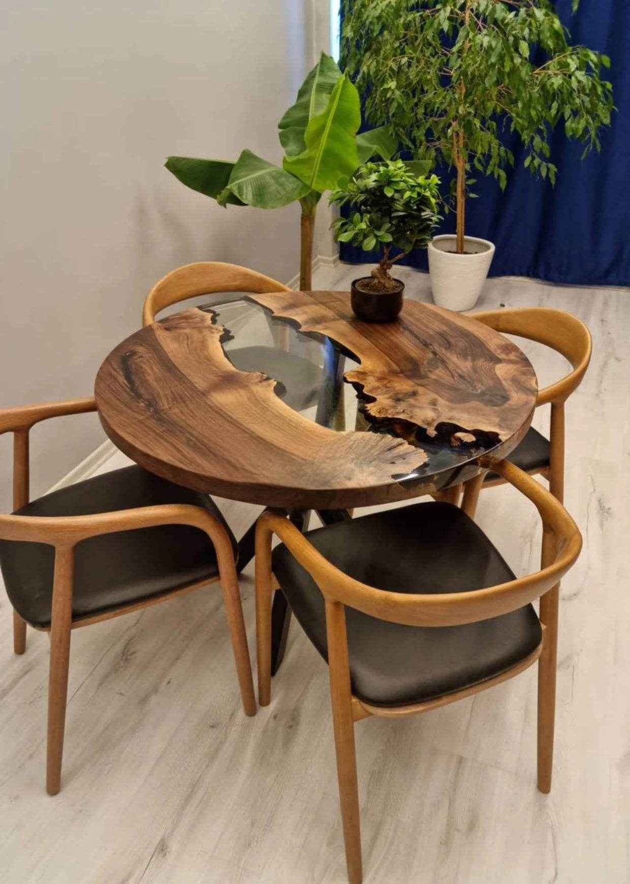 Feast Translucent Resin Coffee Table  | Round Wooden Coffee Table with legs - Pacific Resin Art