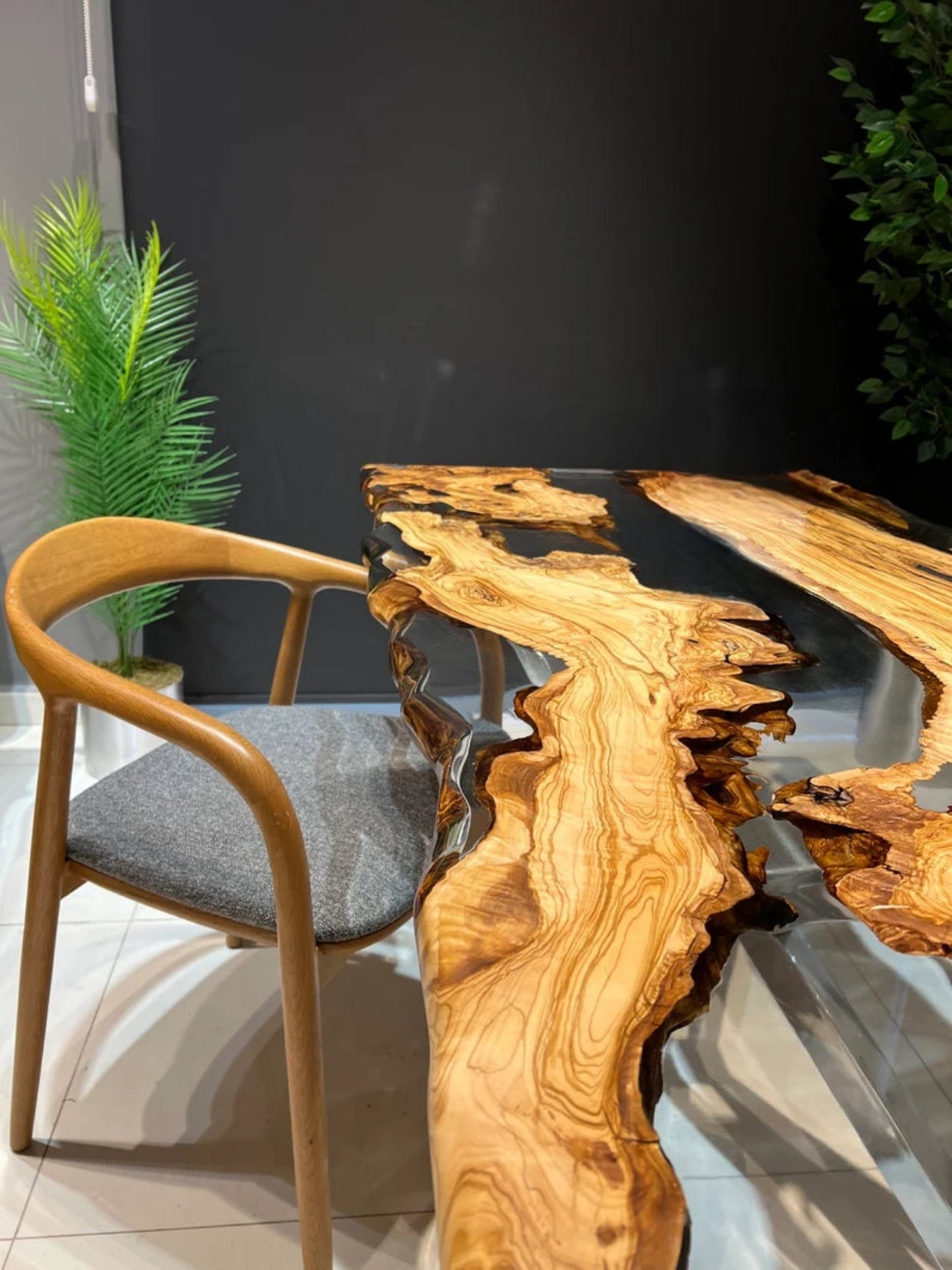 Translucent multi wood  Epoxy resin art Dining table  | Luxury Resin Dining Table For Home Interiors (without stand)
