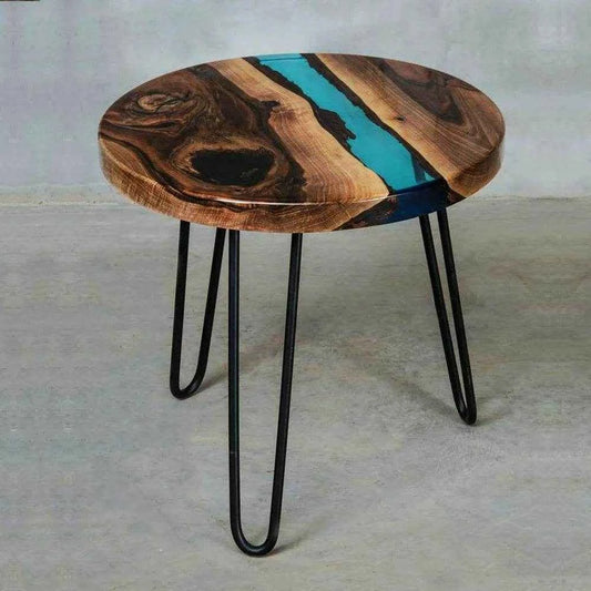 Transparent Blue Wooden Resin Coffee Table - Pacific Resin Art