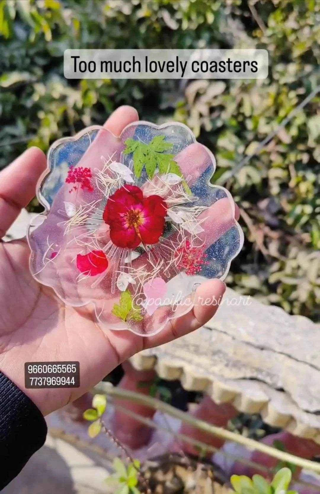 Transparent Floral Resin art coasters | stunning petals resin coasters - Pacific Resin Art