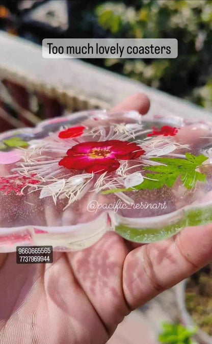 Transparent Floral Resin art coasters | stunning petals resin coasters - Pacific Resin Art