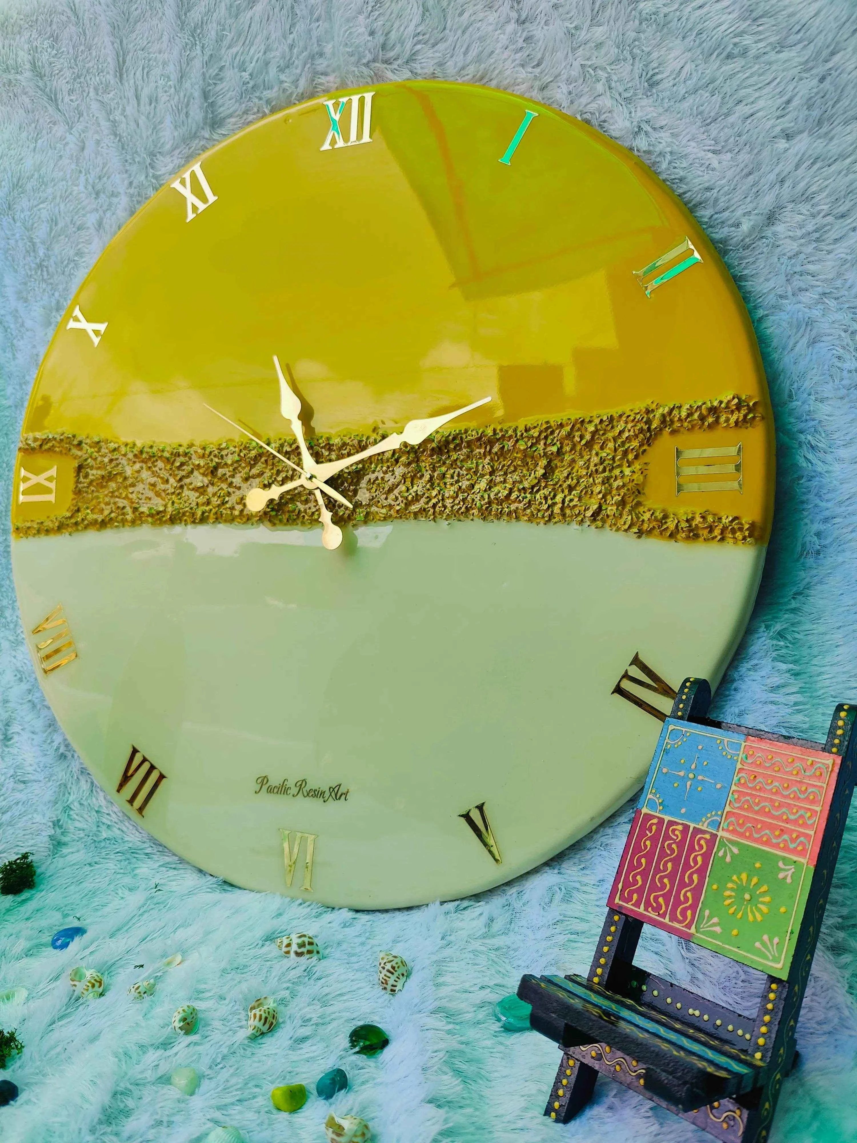 Golden Bridge Resin Wall Clock | Modern Resin Art Wall Decor - Pacific Resin Art