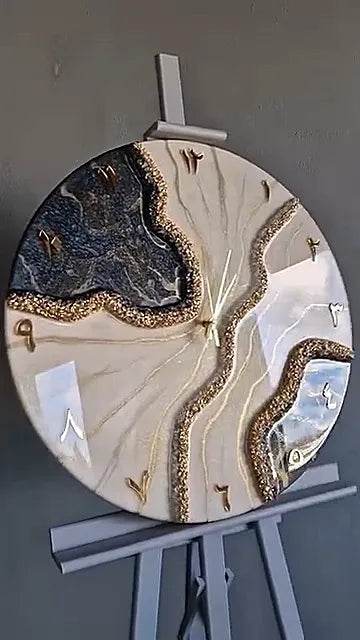 Galaxy Swirl Arabic Resin Wall Clock - Pacific Resin Art