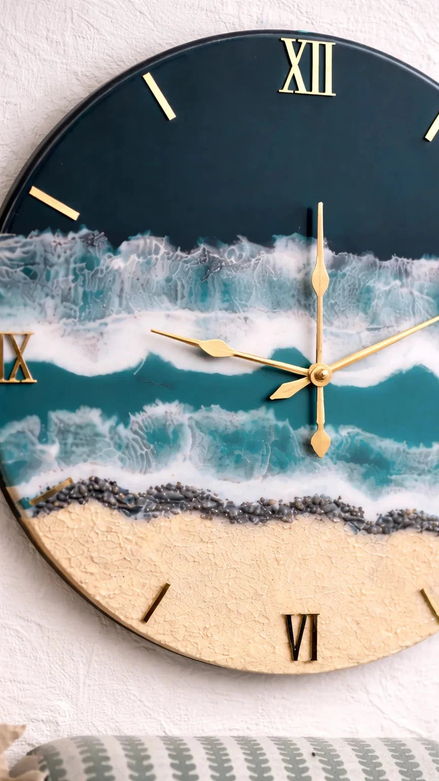 Aqua Horizon Handcrafted Ocean Resin Wall Clock