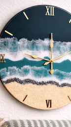 Aqua Horizon Handcrafted Ocean Resin Wall Clock