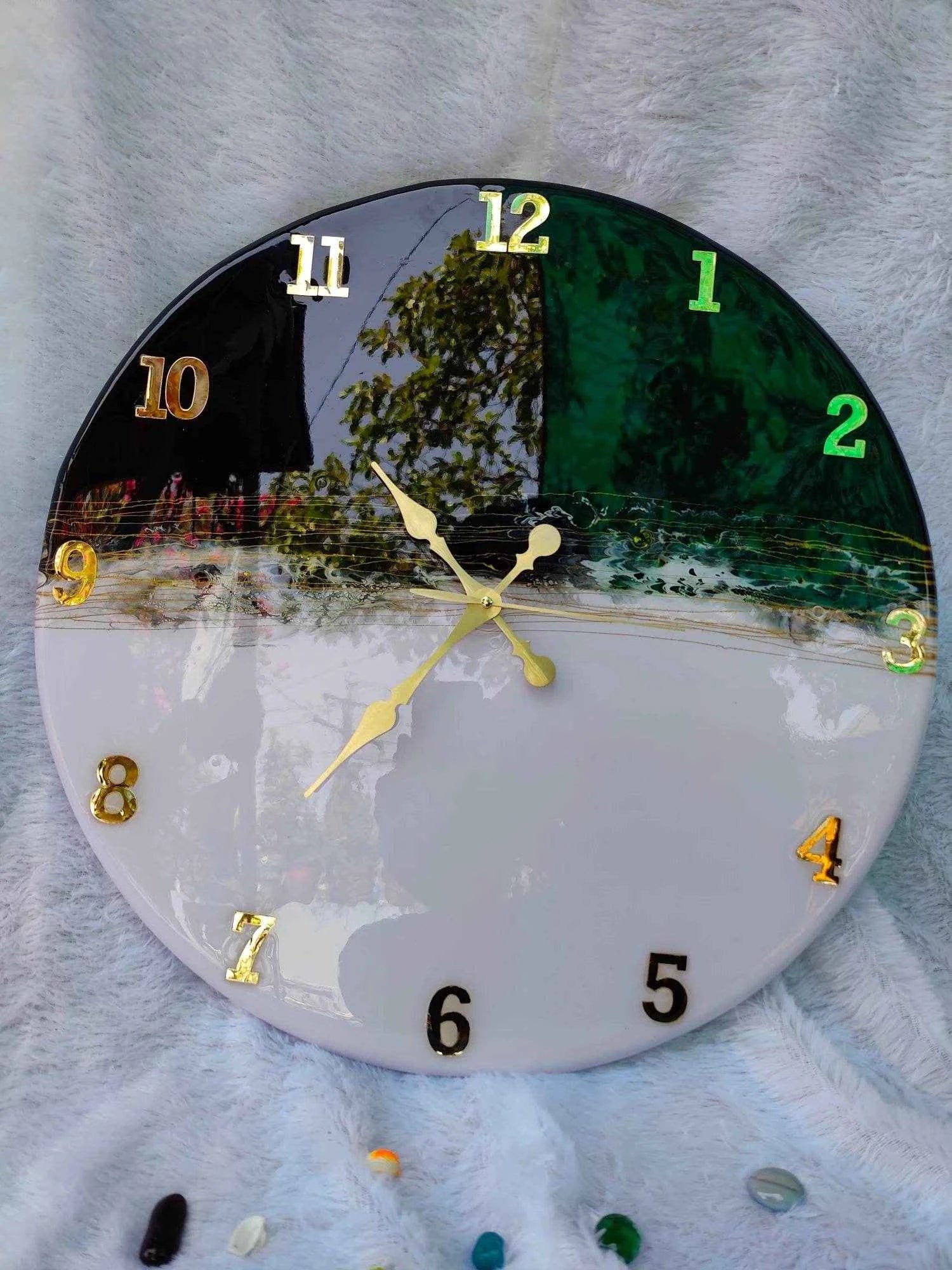 Lightning Black Resin Art Wall Clock | Premium Epoxy Wall Clock For Decor - Pacific Resin Art