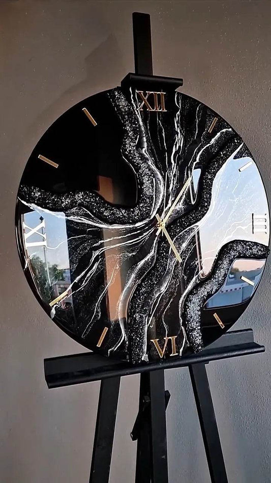 Crimson Galaxy Arabic Resin Wall Clock - Pacific Resin Art