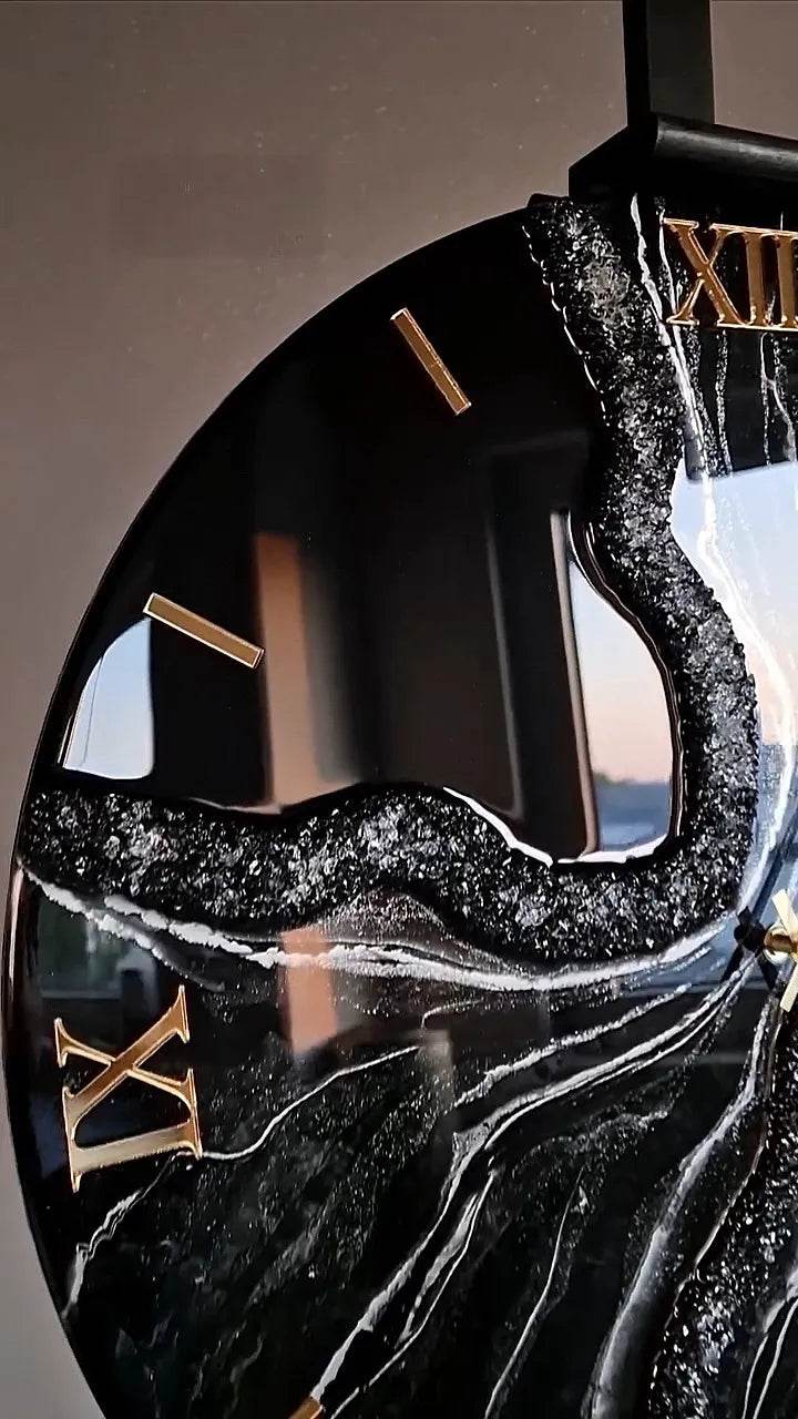 Crimson Galaxy Arabic Resin Wall Clock - Pacific Resin Art