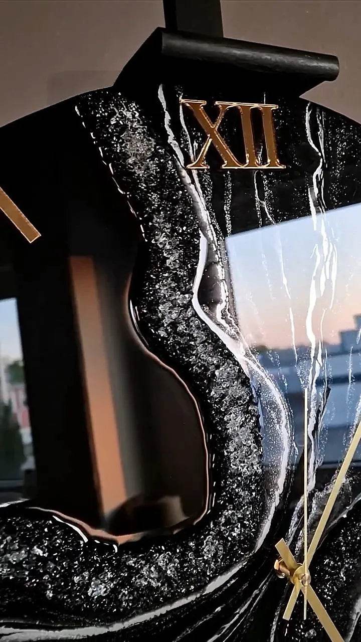 Crimson Galaxy Arabic Resin Wall Clock - Pacific Resin Art