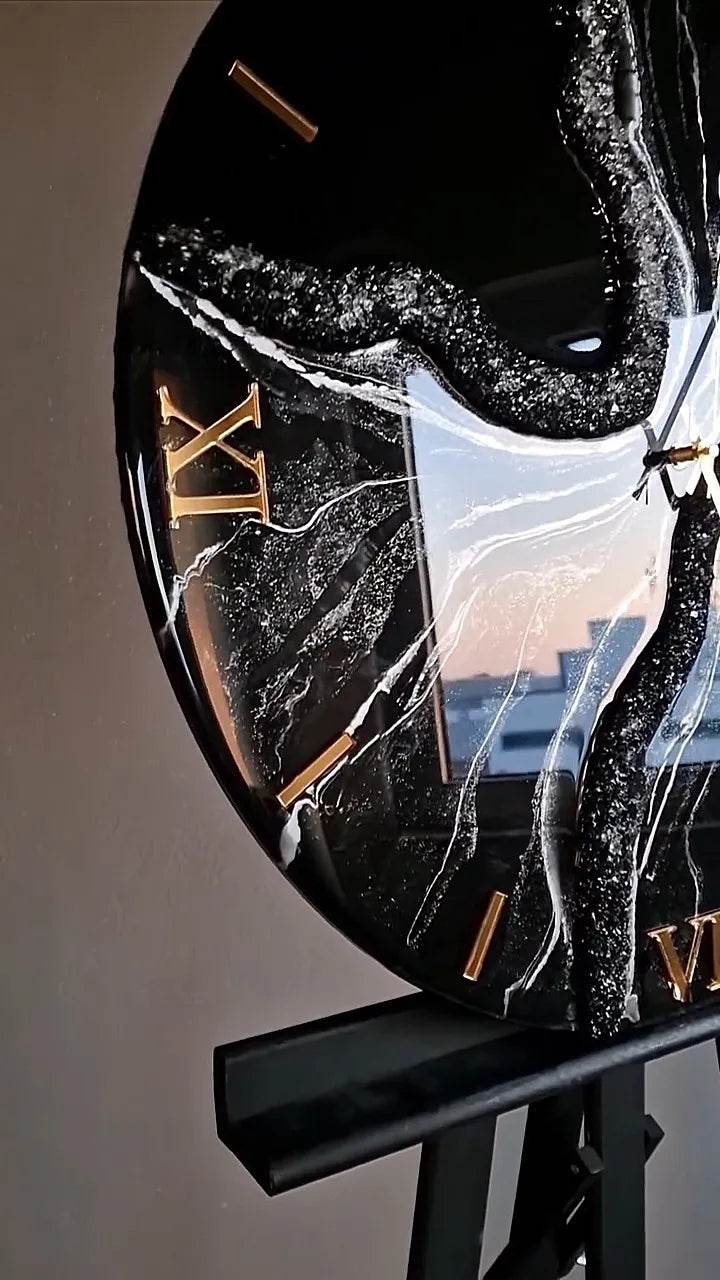 Crimson Galaxy Arabic Resin Wall Clock - Pacific Resin Art